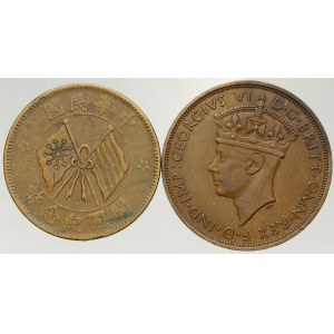 Normanské ostrovy - Jersey, 1/12 shilling 1937. Mandžusko. 5 cash blíže neurč.