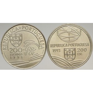Portugalsko, Republika. 200 escudos 1991 Kolumbus, 1993 Espingarda
