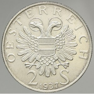 Rakousko, rep., 2 schilling 1937 Fischer von Erlach