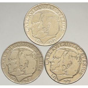 Švédsko, 1 koruna 1977, 1978, 1990