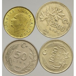 Turecko, Republika. 2500 L 1991, 1000 L 1991, 500 L 1989, 50 L 1985