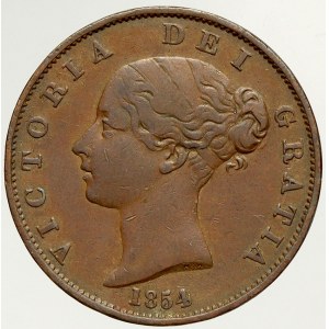 Velká Británie, Victorie (1837-1901). 1/2 penny 1854