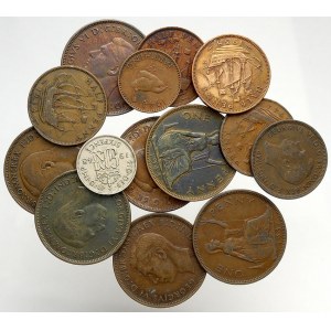 Velká Británie, Jiří VI. (1936-1952). Konvolut míncí - 6 penny - 1/4 pence