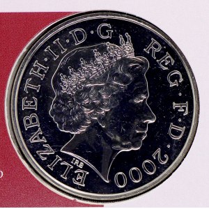 Velká Británie, Alžběta II. (1952-2022). 5 libra 2000 100. narozeniny královny matky, 2 libra 2003 DNA
