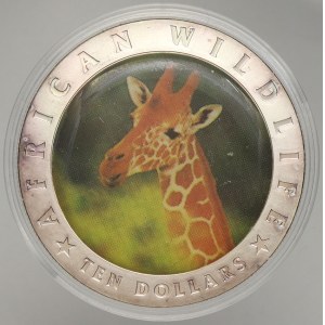 Libérie, 10 dollar 2002 příroda - žirafa