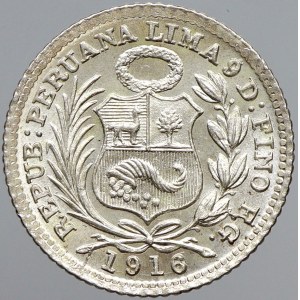 Peru, 1/2 dinero 1916