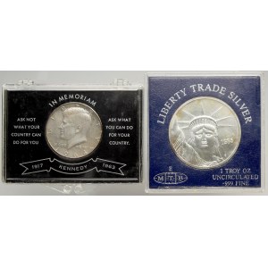 USA, 1/2 dollar 1964, 1 dollar 1964