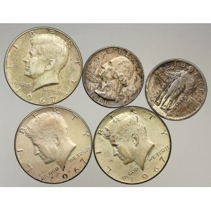 USA, 1/2 dollar 1967 (3x - Ag 0,400), 1/4 dollar 1920, 1961