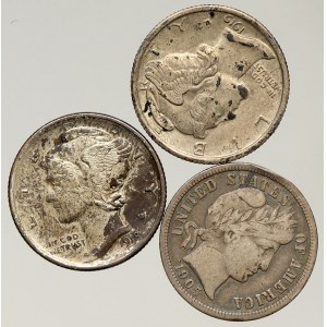 USA, 1 dime 1905 S, 1918 S, 1919 D