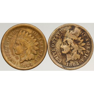 USA, 1 cent 1864 (1x úhozy)