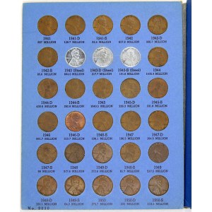 USA, Konvolut 1 centů - Lincoln 1941-1974 včetně mincoven