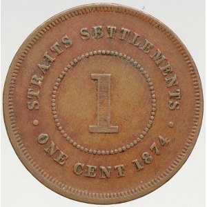 Malajsie - Straits Settlements, Victorie (1837-1901). 1 cent 1874