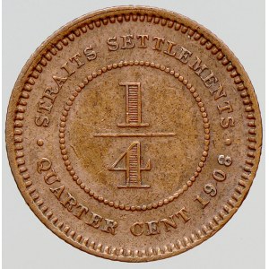 Malajsie - Straits Settlements, Eduard VII. (1901-10). 1/4 cent 1908
