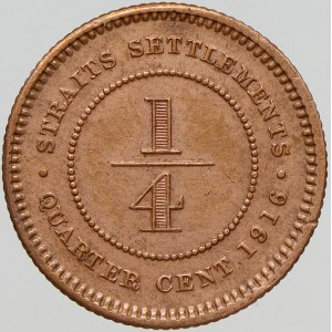 Malajsie - Straits Settlements, Jiří V. (1910-36). 1/4 cent 1916
