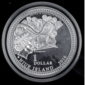 Niue, 1 dollar 2016 - jantarová kamej