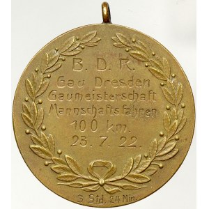 Německo, Sportovní - cyklistická mety. Týmu GAU DRESDEN, jízda na 100 km 23.7.1922