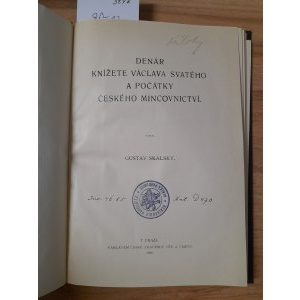 Publikace, Skalský, Gustav: Denár knížete Václava svatého a počátky českého mincovnictví