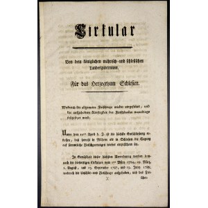 Cirkuláře a patenty, Leopold II. Cirkulář - Brno, zavedení daně z masa a zrušení daňových zvýhodnění řezníků. 6 stran, 8.7.1790, německy