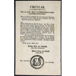 Cirkuláře a patenty, František II./I. Cirkulář - Brno, majetková daň ze smíšených manželství a majetku v Uhrách a v zahraničí.