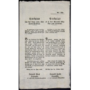 Cirkuláře a patenty, Ferdinand V. Cirkulář - Brno, prodloužení zákazu vývozu rakouských zlatých a stříbrných mincí.