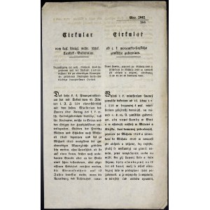 Cirkuláře a patenty, František Josef I. Cirkulář - Brno, osvobození novostaveb od domovní daně. 25.1.1849, 2 strany, česko-německy