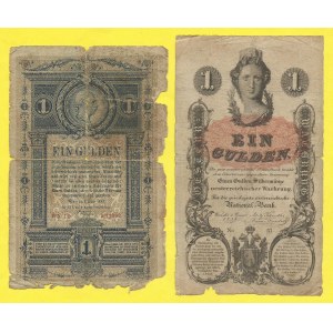 Rakousko - Uhersko, 1 gulden 1858, s. Nn57, 1 gulden 1882, s. Wh12. Rich-128, 144