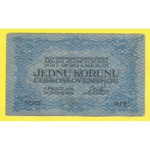 ČSR 1919 - 1938, 1 Kč 1919, s. 072. H-7a