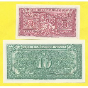 ČSR 1945 - 1953, 5, 10 Kčs (1945), s. T/T, S/M. H-70a, 71a1