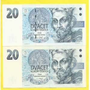 Česká republika, 20 Kč 1994, s. A11, B24. H-CZ13a, 14a