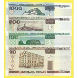Bělorusko, 20, 100, 500, 1000 rubl 2000. s. Ka, pB, Nch, VE. Pick-24, 26a, 27a, 28a