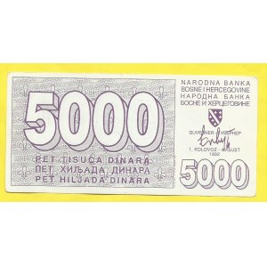 Bosna a Herzegovina, 5000 dinara 1992. Pick-27