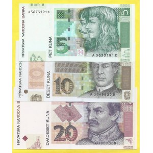 Chorvatsko, 5, 10, 20 dinara 2001-4. BB-H332-4