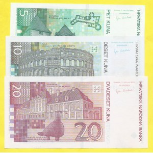 Chorvatsko, 5, 10, 20 dinara 2001-4. BB-H332-4