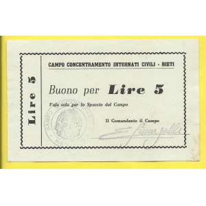 Itálie, Rieti ,internační tábor (2.svět.válka). 5 Lir b.d. Campbell 6570