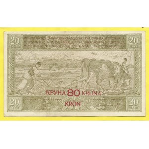 Jugoslávie, 80 K / 20 dinara 1919, s. 0027. BB-Y17.