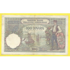 Jugoslávie, 100 dinara 1929, s. P0921. BB-Y28a, vodotisk Obredovič