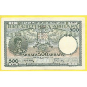 Jugoslávie, 500 dinara 1935. s. E0367. BB-Y32
