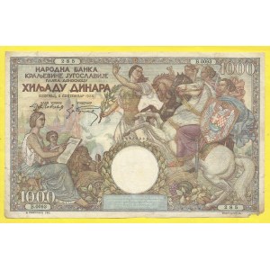 Jugoslávie, 1000 dinara 1935. s. B0093. BB-Y33