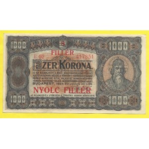 Maďarsko, 8 filler / 1000 korona b.d. Pick-81b