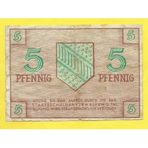 Německo, Baden. 5 pfennig 1947. Ros.-208a