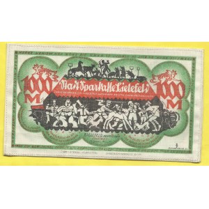 Německo - nouzové, Bielefeld. 1000 marek 15.12.1922. plátno. Grab.-60