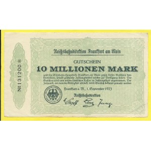 Německo - dráhy, Frankfurt am Main. 10.000.000 marek 1923. Grab.-008.4a