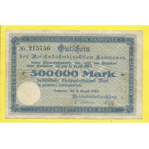 Německo - dráhy, Hannover. 500.000 marek 1923. Grab.-011.5a.