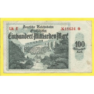 Německo - dráhy, Karlsruhe. 100.000.000.000 marek 1923. Grab.-012.8b