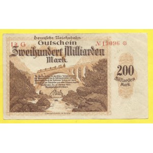 Německo - dráhy, Karlsruhe. 200.000.000.000 marek 1923. Grab.-012.11a
