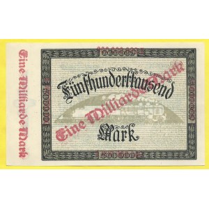 Německo - dráhy, Kőln. 1.000.000.000 marek 1923, přetisk. Grab.-013.13a