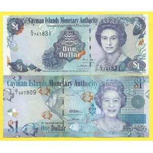 Cajmanské ostrovy, 1, 1 dollar 2001, 2010. Pick-26c, 38c