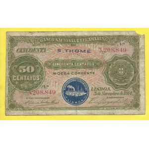 Sv. Tomáš a Prince, 50 centavos 1914. Pick-15b