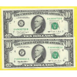 USA, 10 dollar 1990, 1995. Pick-486, 499