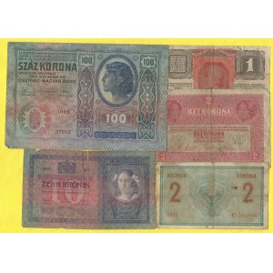Soubory bankovek, 1, 2, 2, 10, 100 K, 1904 - 17. H RU-4 - 13